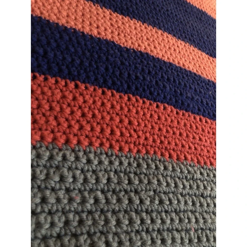 Four toned Stripes Pretty Pink Blue Vintage Afghan Cozy Couch‎ Throw Blanket
